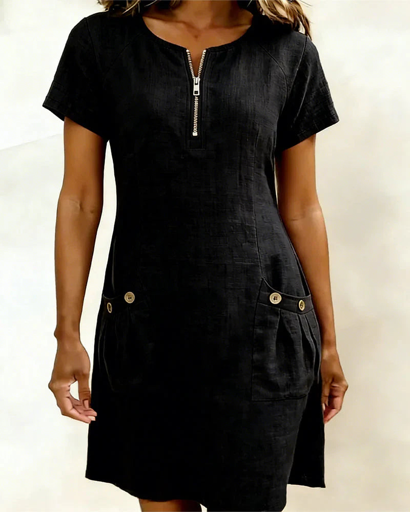 Mila elegante midi jurk in Zwart