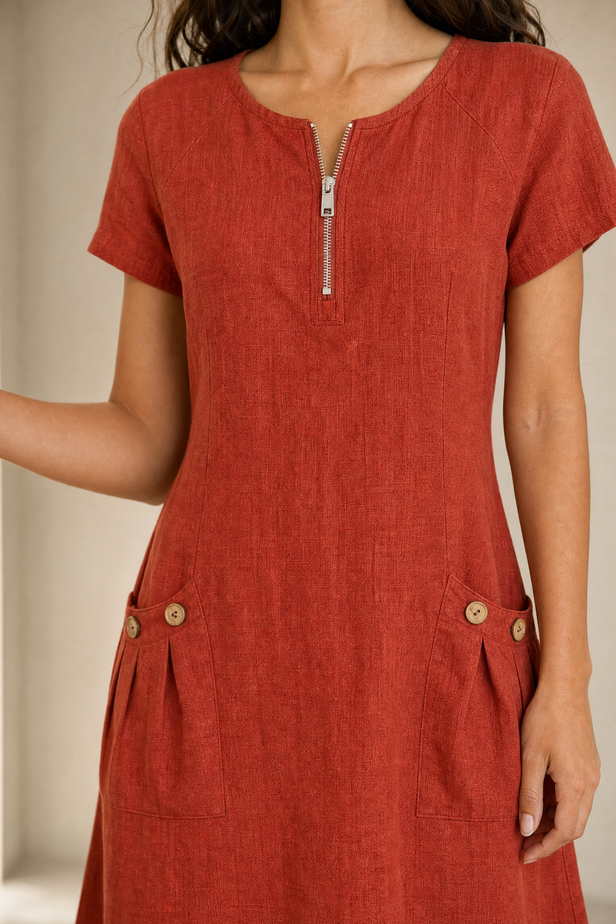 Mila elegante midi jurk in Terracotta