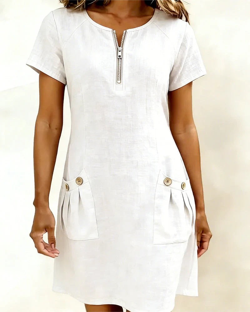 Mila elegante midi jurk in Crème