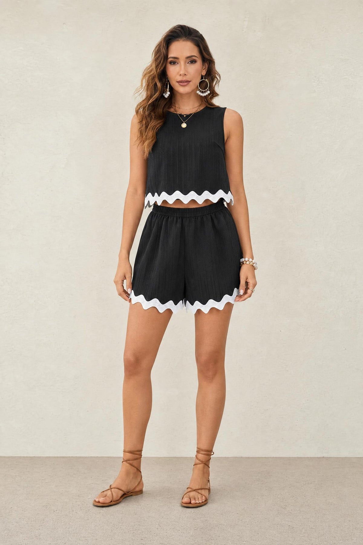 Mira - Sleeveless Jumpsuit with Wave Hem